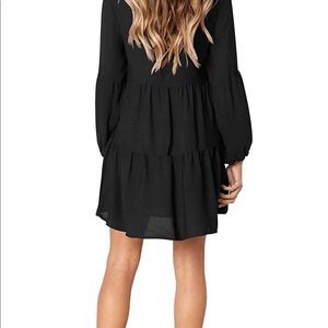 Black Women Dress V Neck Swing Shift Dresses